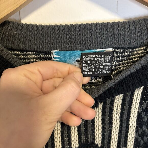 VTG Botany 500 Sweater Mens Medium Geometric Knit Crew Neck Pullover Grandpa Dad - Picture 4 of 6